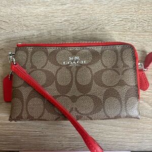 Coach dual zip wristlet wallet
